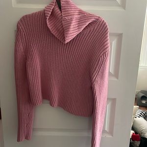 Pink turtleneck crop sweater